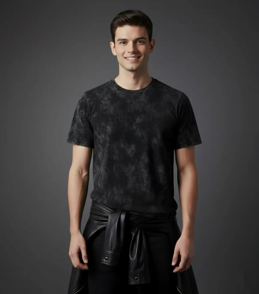 Klozee Men’s Washed Black Round Neck Regular Fit Cotton T-shirt