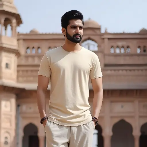Klozee Classic Beige Crew Neck T-Shirt