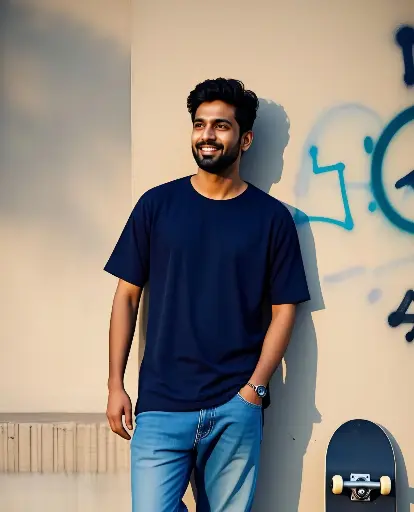 Klozee Premium Oversized Navy Blue T-Shirt